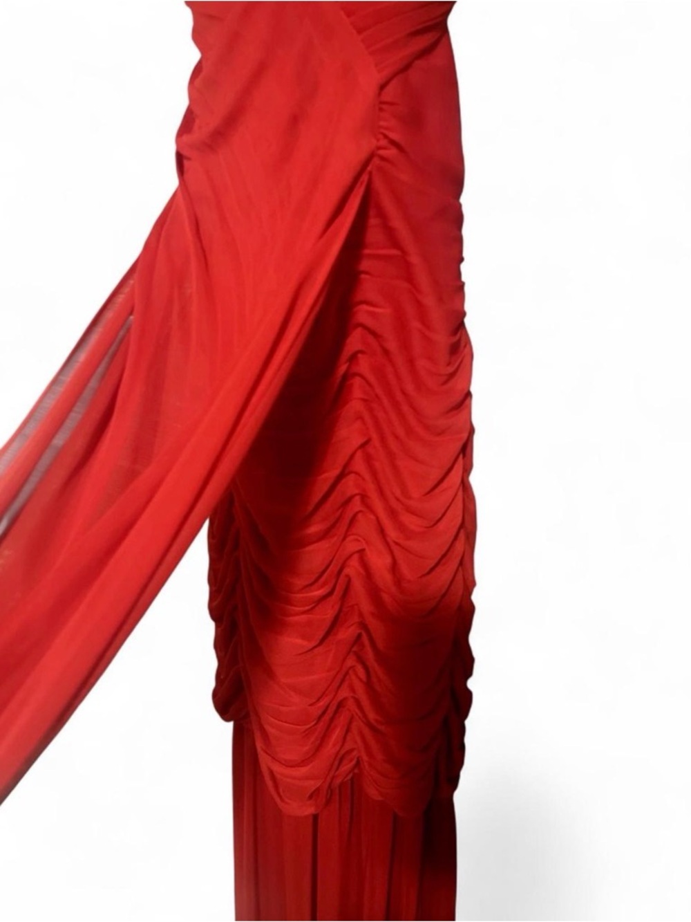 Adrianna Papell Red V-Neck Pleated Maxi Gown - Picture 4 of 10